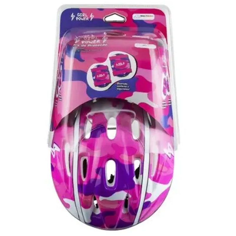 CAPACETE INFANTIL+KIT DE PROTEÇÃO GIRL POWER